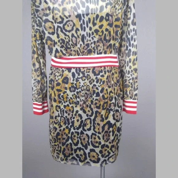 ASOS Leopard Print Mesh Midi Dress With Rib Detail Size 14 - Picture 9 of 14